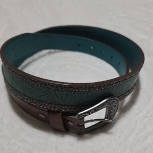 Stylish Brown and Teal Men's Belt